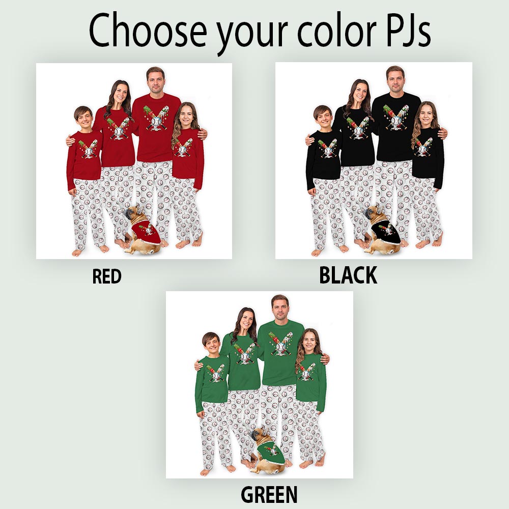 Baseball and Bat Family Christmas Pajamas With Pockets Baseball and Bat Family Christmas Pajamas With Pockets