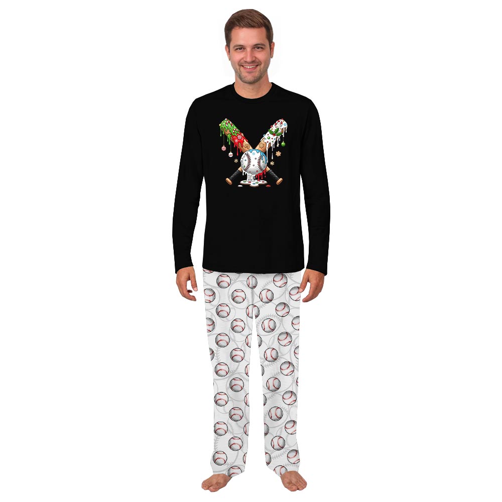 Baseball and Bat Family Christmas Pajamas With Pockets Baseball and Bat Family Christmas Pajamas With Pockets