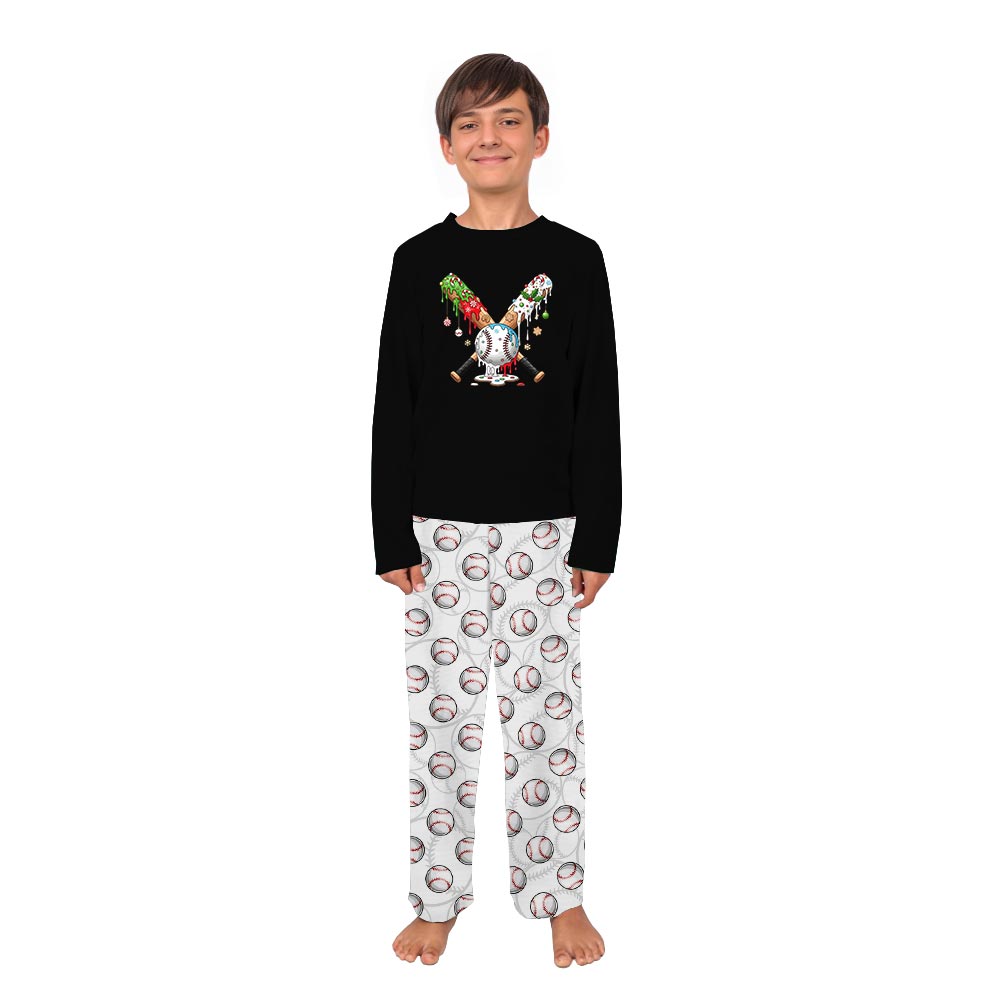 Baseball and Bat Family Christmas Pajamas With Pockets Baseball and Bat Family Christmas Pajamas With Pockets