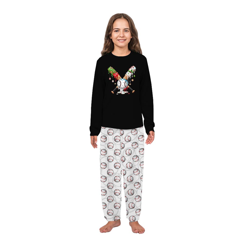 Baseball and Bat Family Christmas Pajamas With Pockets Baseball and Bat Family Christmas Pajamas With Pockets