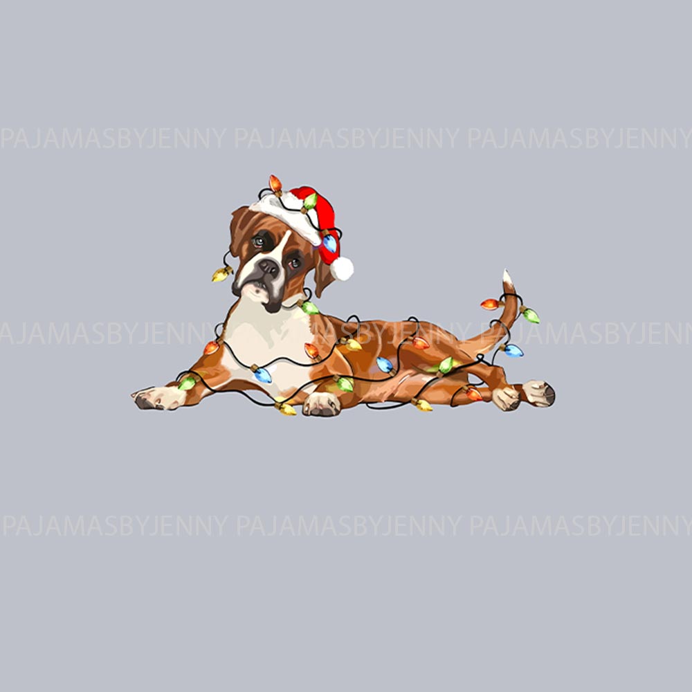 Festive Boxer Dog with Santa Hat Plus Size Family Christmas Pajamas