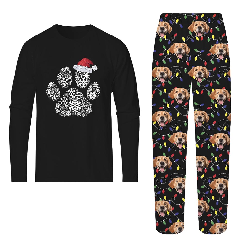 Black Pet Paws with Face Personalized Xmas PJs via Live Preview Black Pet Paws with Face Personalized Xmas PJs via Live Preview