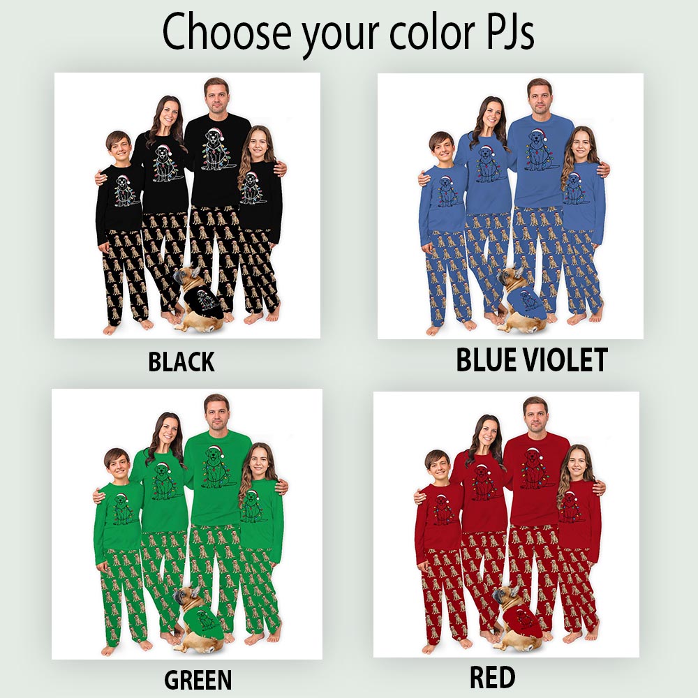 Labrador Retriever And Christmas Light Matching Family Jammies