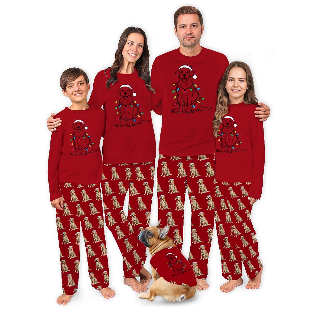 Labrador Retriever And Christmas Light Matching Family Jammies
