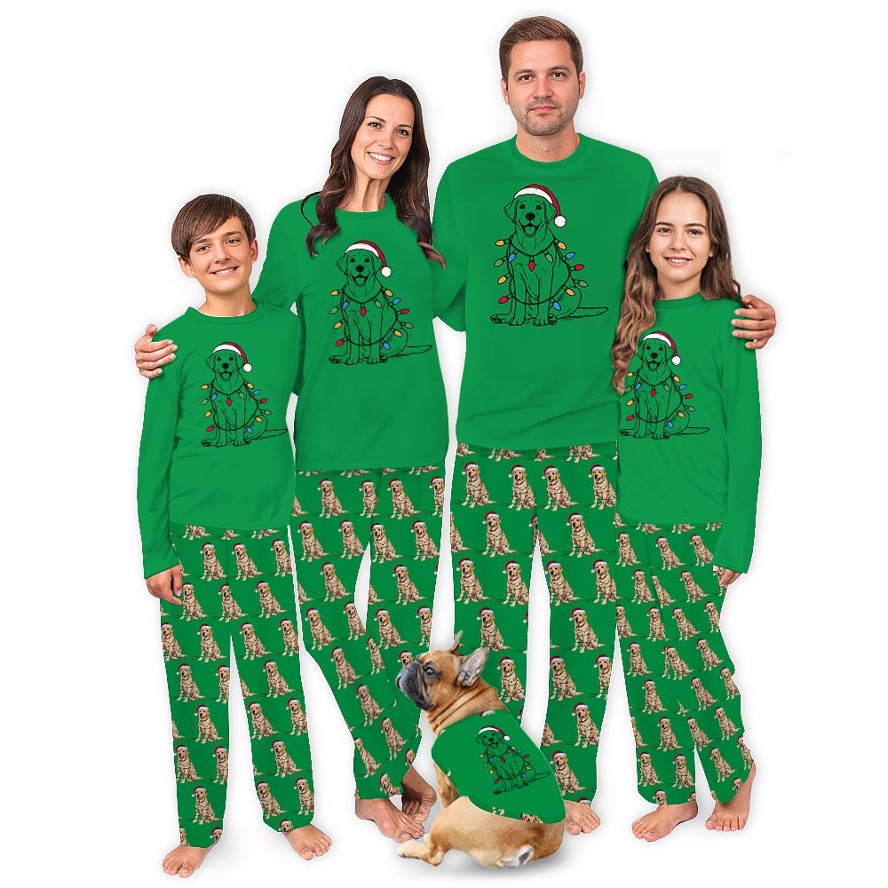 Labrador Retriever And Christmas Light Matching Family Jammies