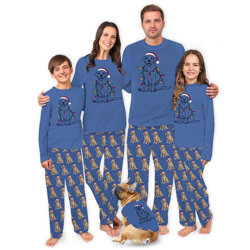Labrador Retriever And Christmas Light Matching Family Jammies