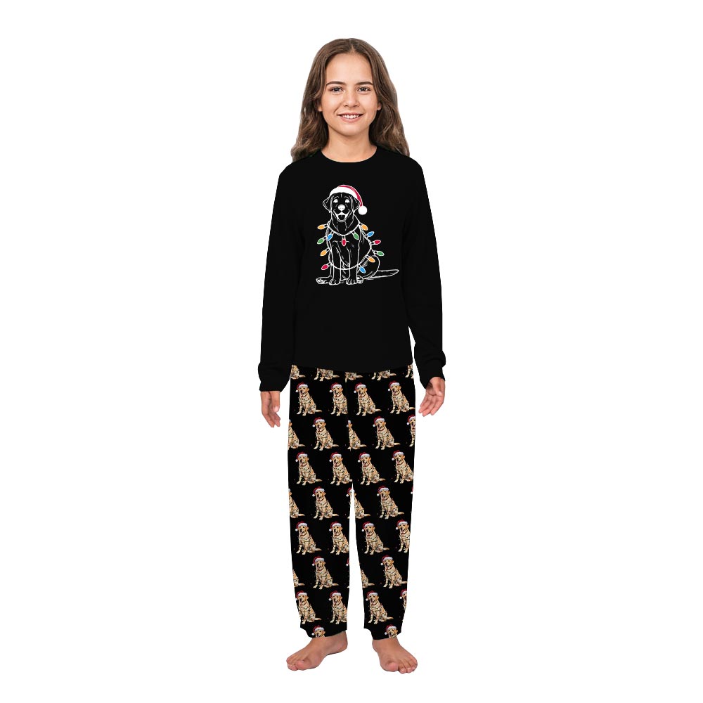 Labrador Retriever And Christmas Light Matching Family Jammies