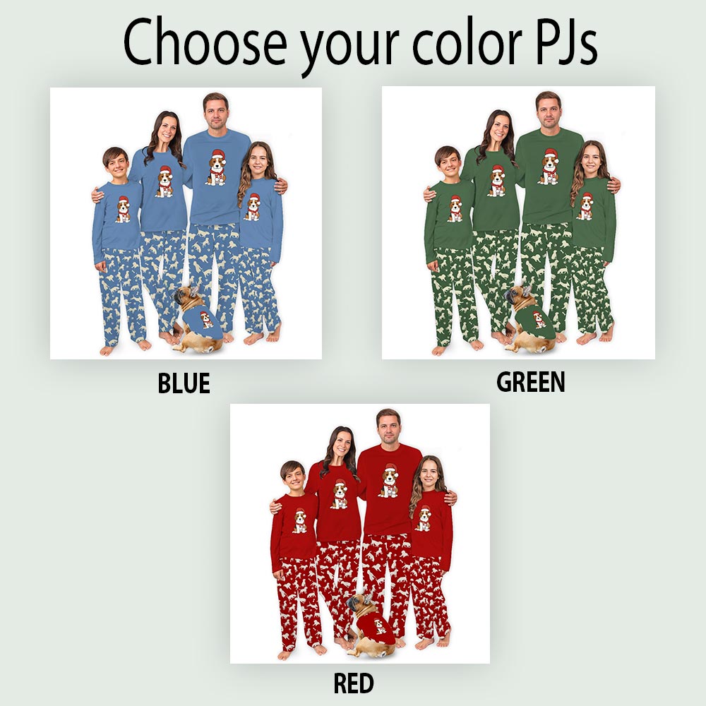 Cute Santa Hat Beagle Dog and Owner Christmas Pajamas