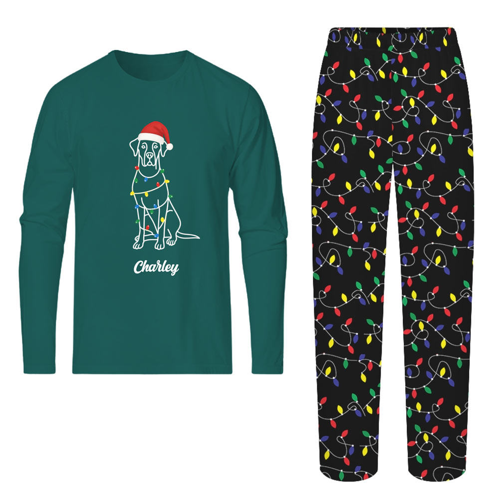 [20 Dog Breeds] Personalized Dog Christmas Light Matching Pajamas With Name
