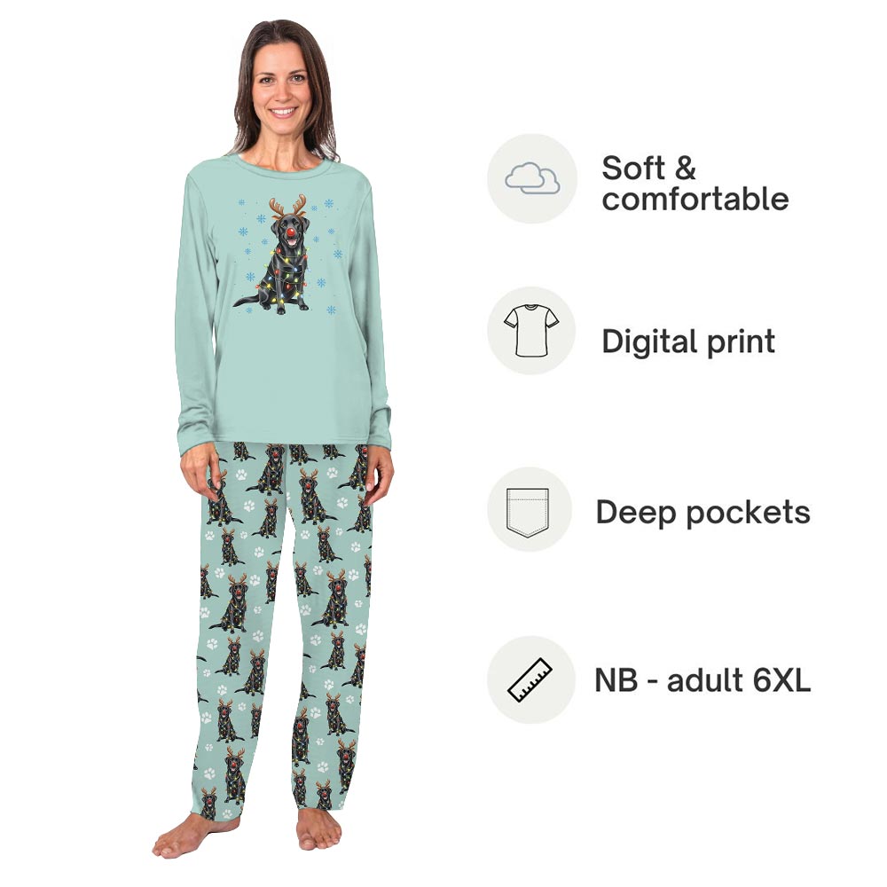 Adorable Labrador Retriever Dog And Family Christmas Pajamas