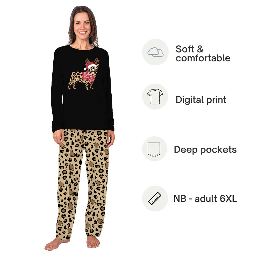 French Bulldog Christmas Leopard Holiday Pj Sets For The Family French Bulldog Christmas Leopard Holiday Pj Sets For The Family