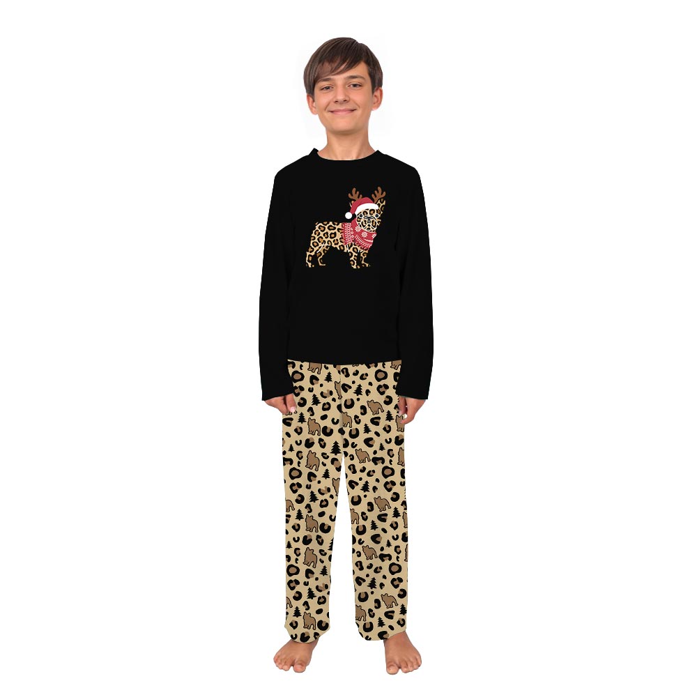 French Bulldog Christmas Leopard Holiday Pj Sets For The Family French Bulldog Christmas Leopard Holiday Pj Sets For The Family