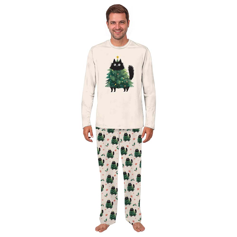 Adorable Black Cat Christmas Pajamas With Pockets Adorable Black Cat Christmas Pajamas With Pockets