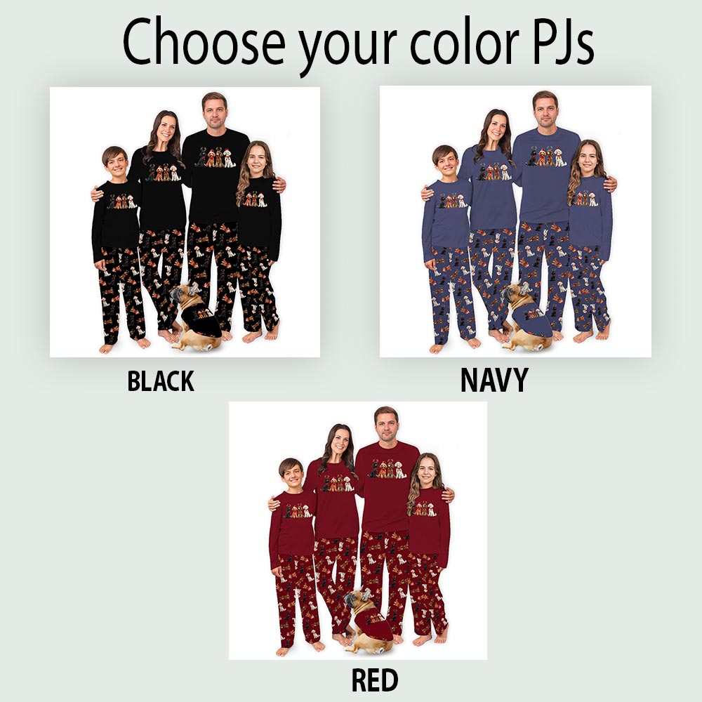 Cute Poodle Matching Family Christmas Pajamas Plus Size Cute Poodle Matching Family Christmas Pajamas Plus Size