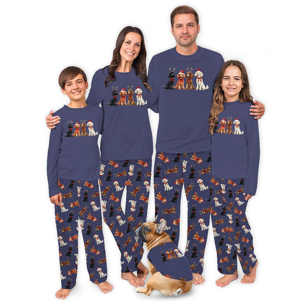Cute Poodle Matching Family Christmas Pajamas Plus Size Cute Poodle Matching Family Christmas Pajamas Plus Size