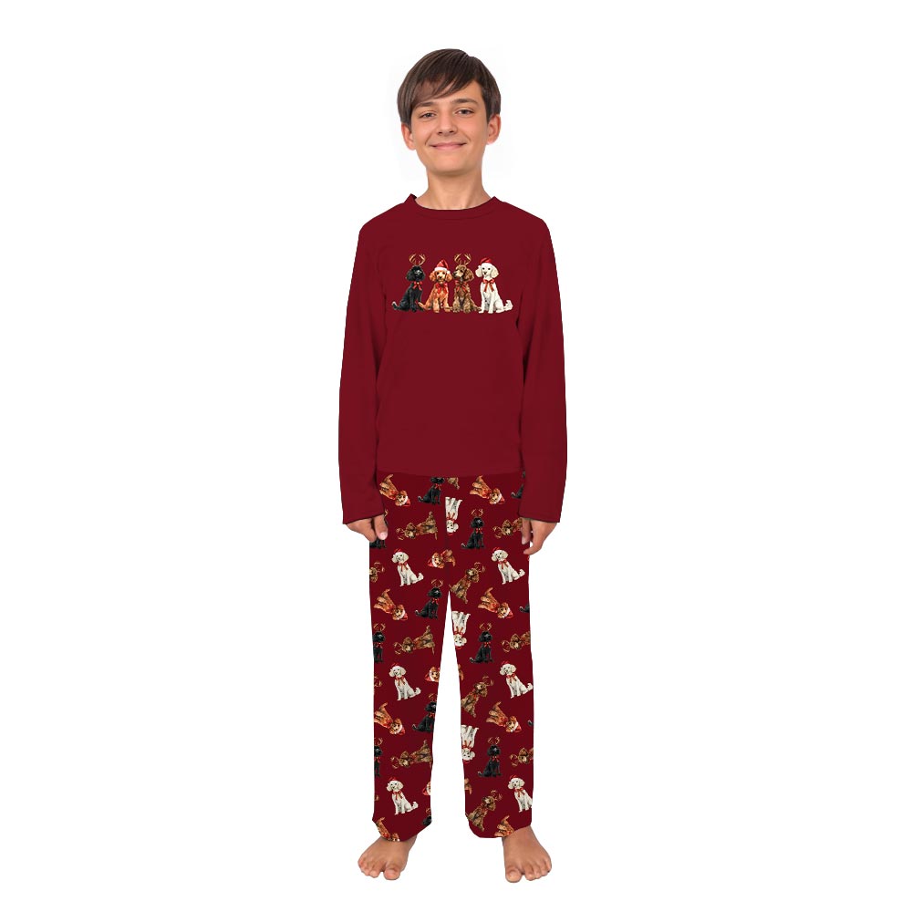 Cute Poodle Matching Family Christmas Pajamas Plus Size Cute Poodle Matching Family Christmas Pajamas Plus Size
