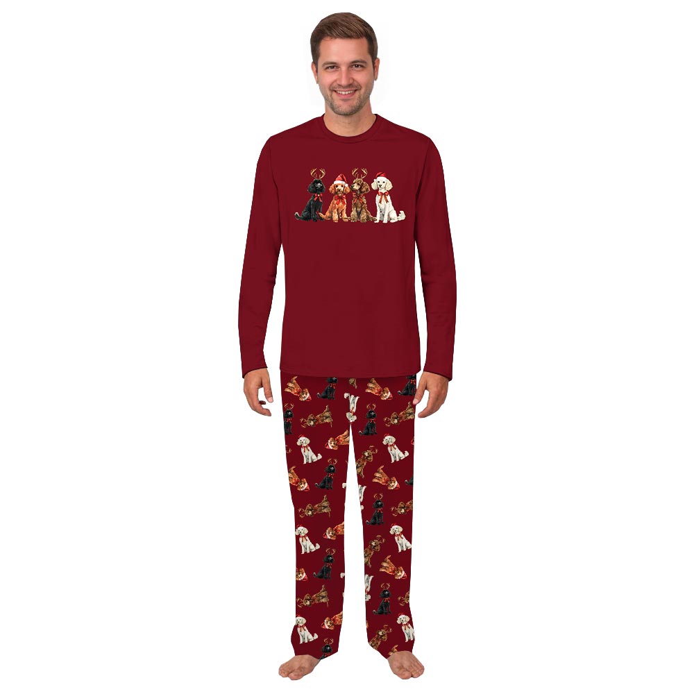 Cute Poodle Matching Family Christmas Pajamas Plus Size Cute Poodle Matching Family Christmas Pajamas Plus Size