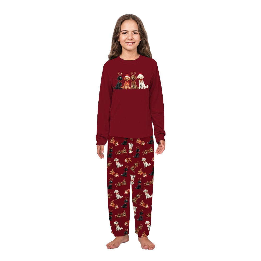 Cute Poodle Matching Family Christmas Pajamas Plus Size Cute Poodle Matching Family Christmas Pajamas Plus Size