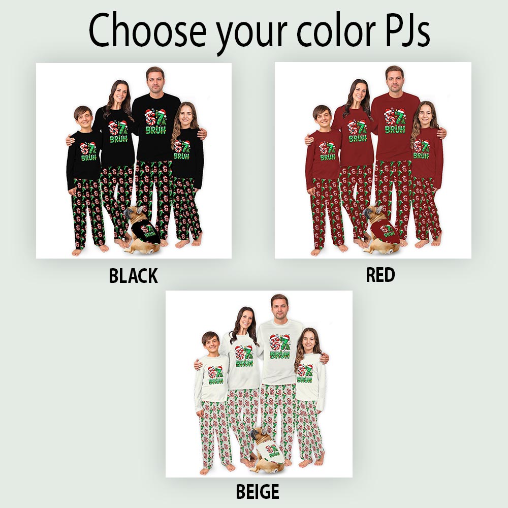 Funny Candy Cane Sixty Seven Bruh Dog And Owner Christmas Pajamas