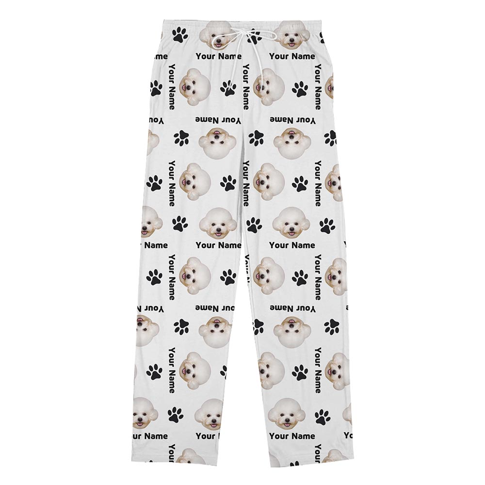 Face and Text Custom with Pet and Human Matching Pajamas Pants Face and Text Custom with Pet and Human Matching Pajamas Pants