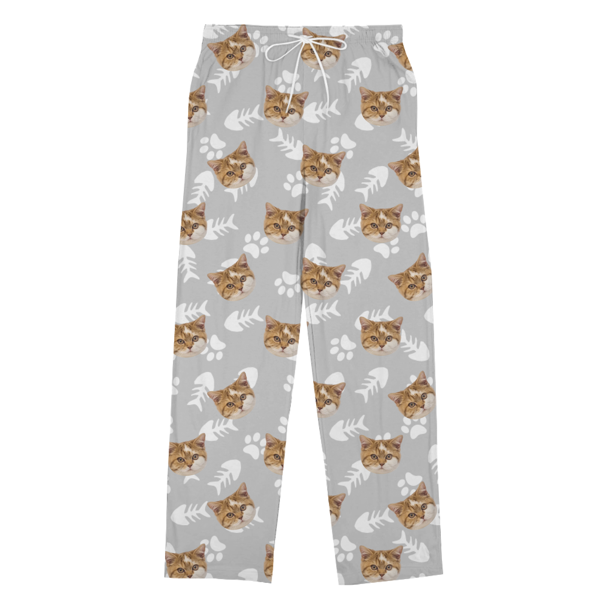 Christmas Heart Cat Paw Face and Name Custom Pajama Pants Christmas Heart Cat Paw Face and Name Custom Pajama Pants