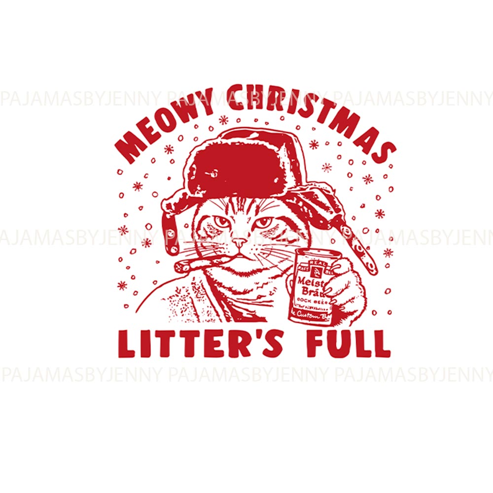 Meowy Christmas Litter Full Quote Pet and Human Matching Pajamas