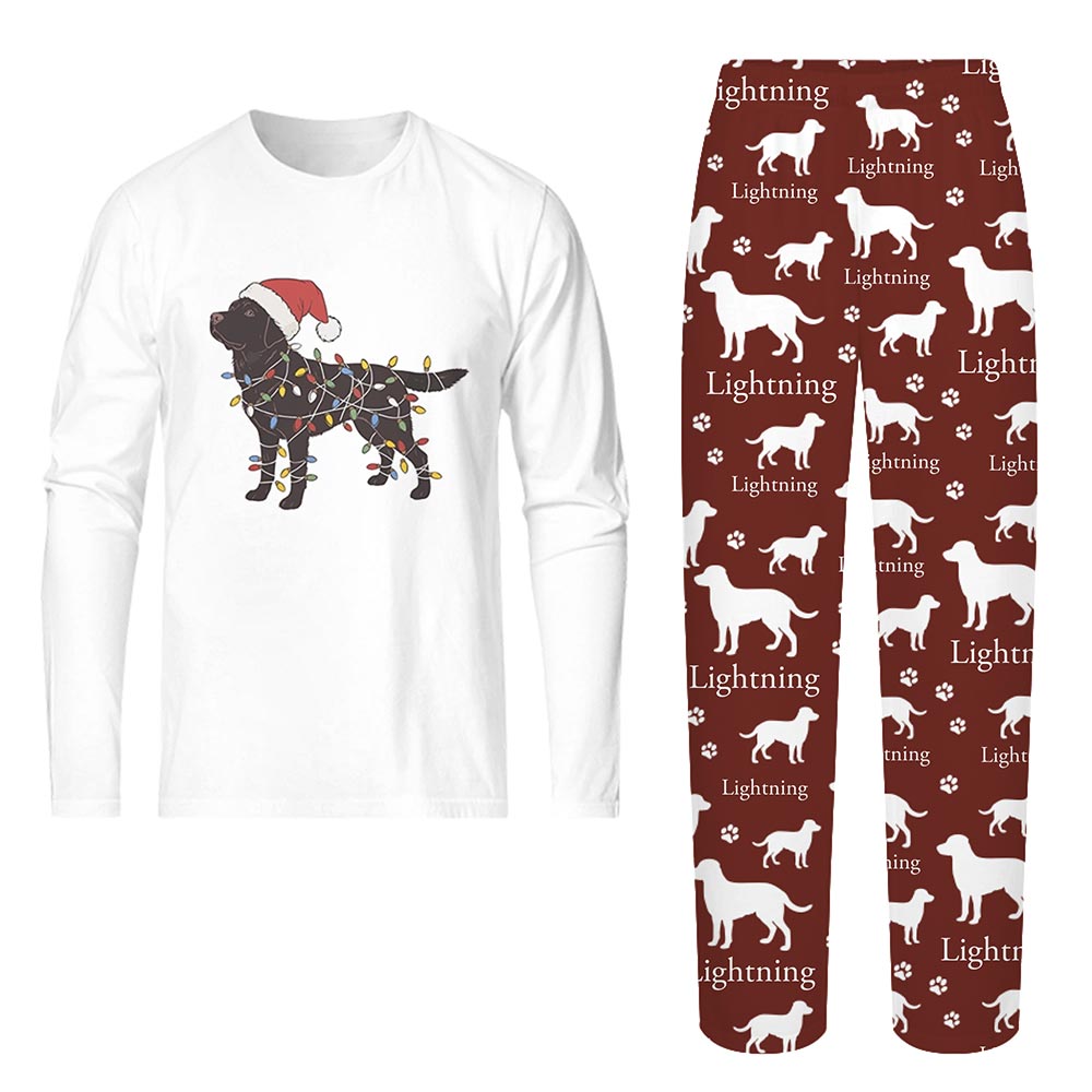 Black Labrador Retriever Christmas Pajamas with Text Custom Black Labrador Retriever Christmas Pajamas with Text Custom