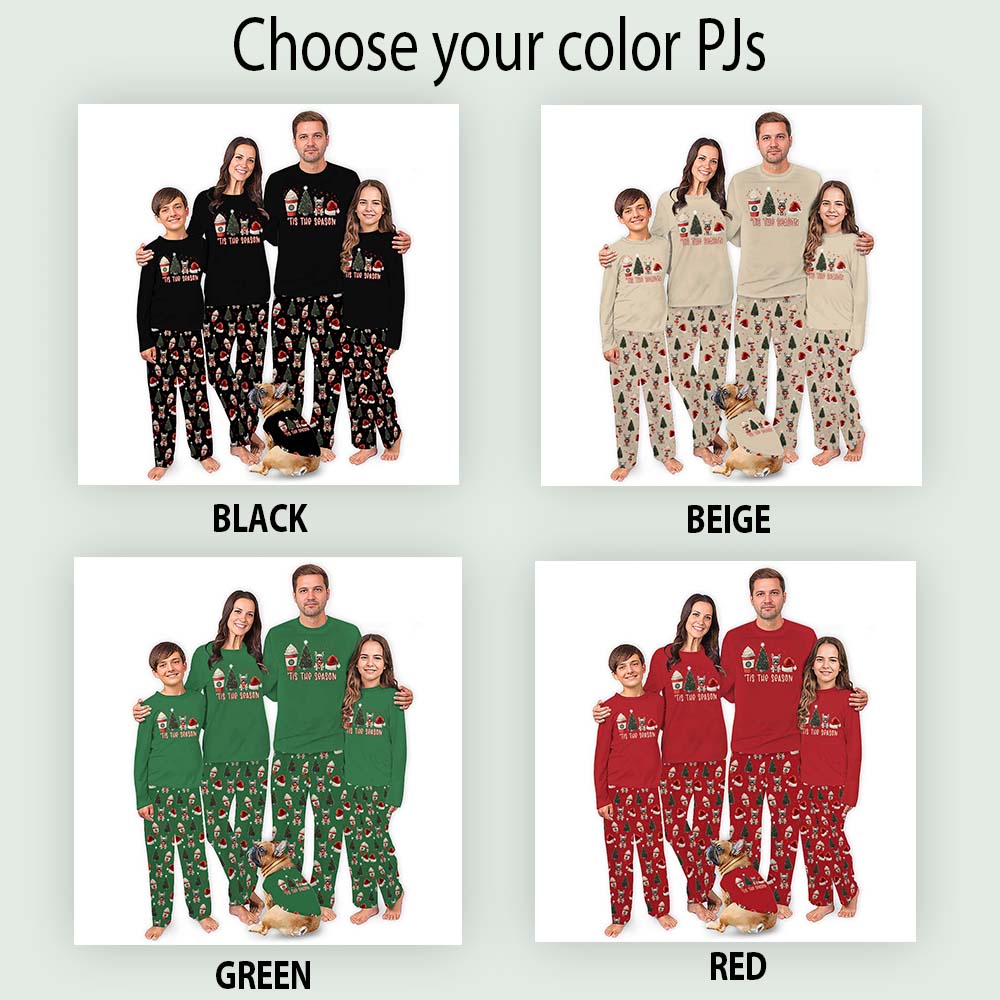 Plus Size Festive Frenchie Christmas Pajamas Saying Tis The Season