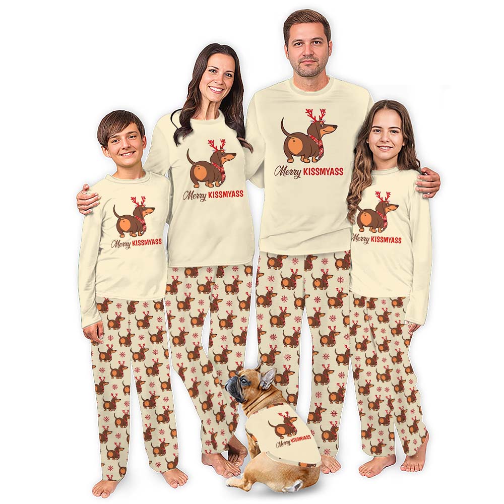 Funny Dachshund Pajamas For Adults With Pockets Christmas Edition