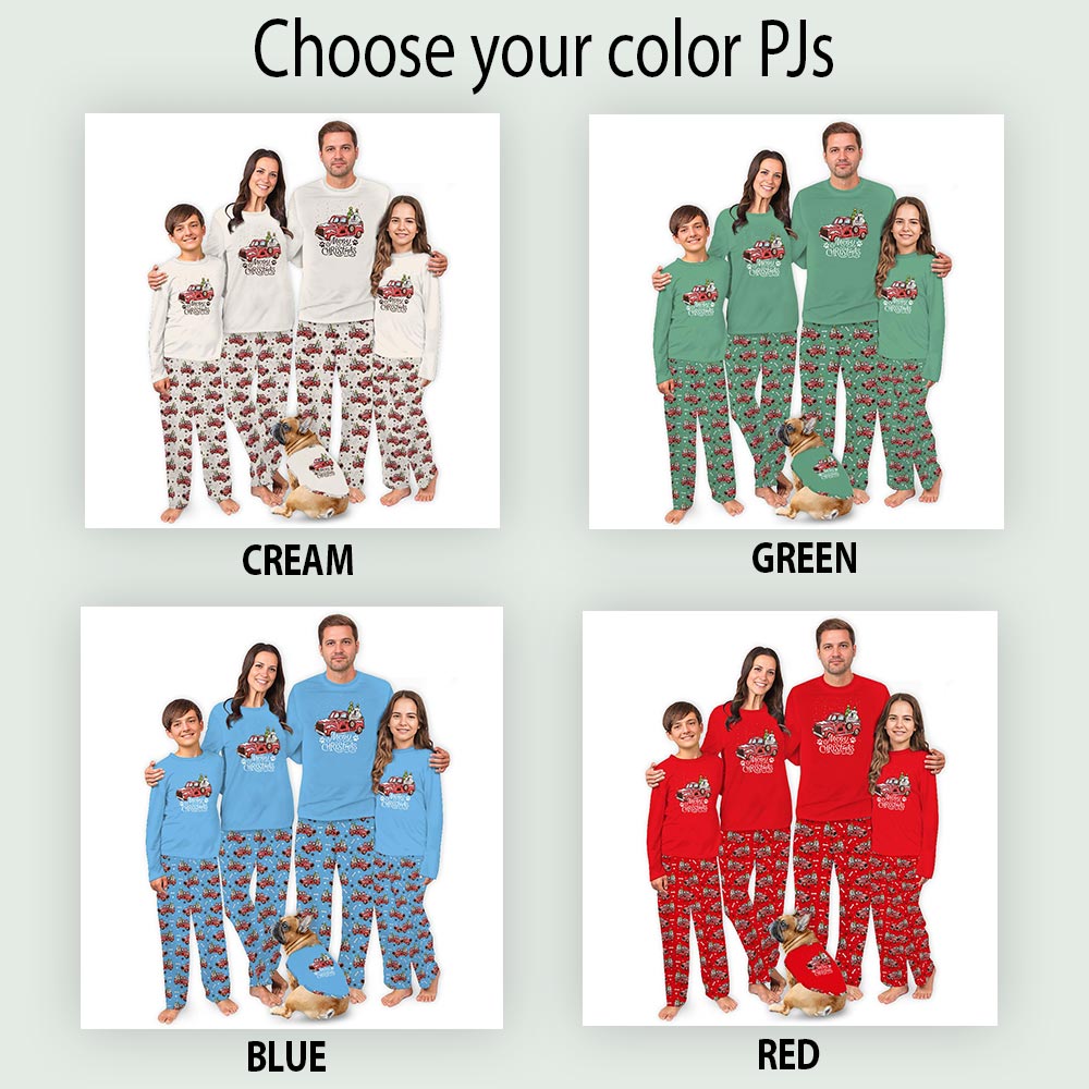 Cream English Bulldog on the Truck Cute Matching Christmas PJs Cream English Bulldog on the Truck Cute Matching Christmas PJs