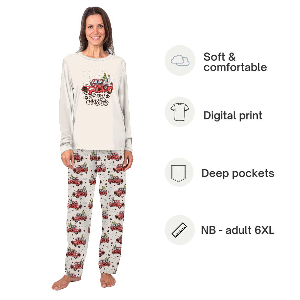 Cream English Bulldog on the Truck Cute Matching Christmas PJs Cream English Bulldog on the Truck Cute Matching Christmas PJs