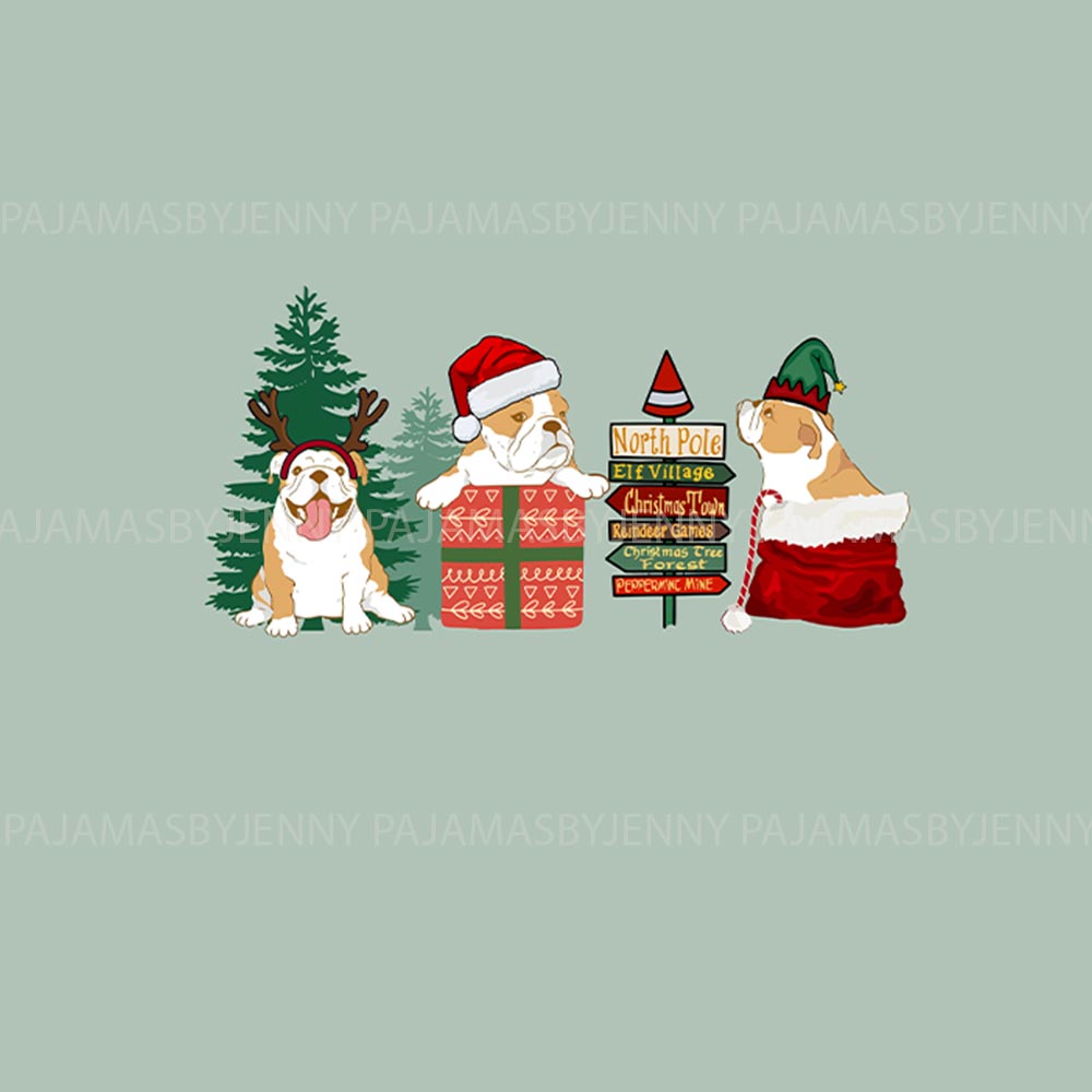 Festive English Bulldog and Owner Matching Christmas Pajamas