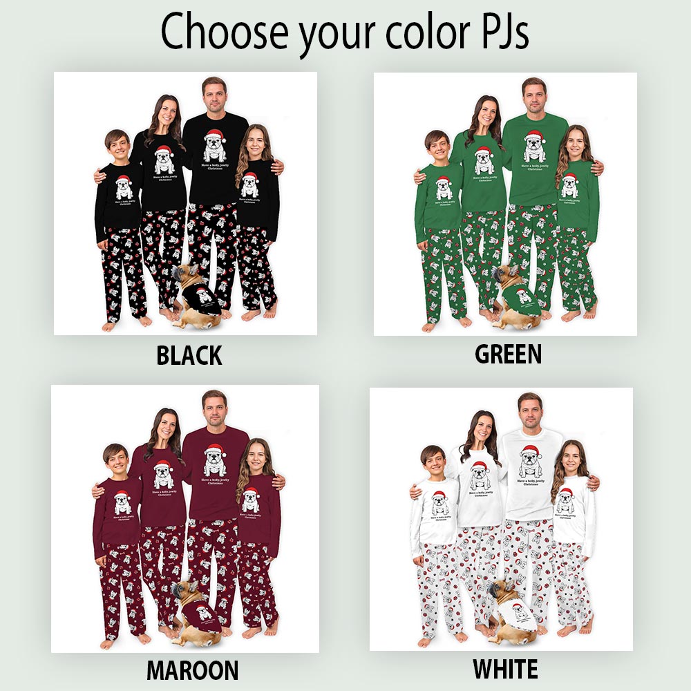 Black Have A Jowly Christmas English Bulldog Family Pajamas