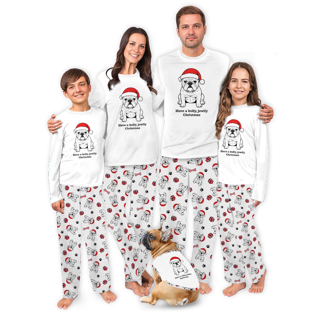 Black Have A Jowly Christmas English Bulldog Family Pajamas