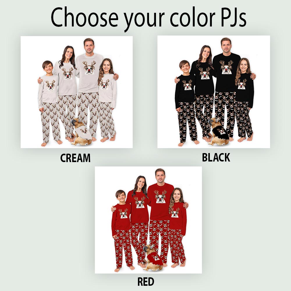 Cute Reindeer English Bulldog Christmas Pajamas Family And Dog Cute Reindeer English Bulldog Christmas Pajamas Family And Dog