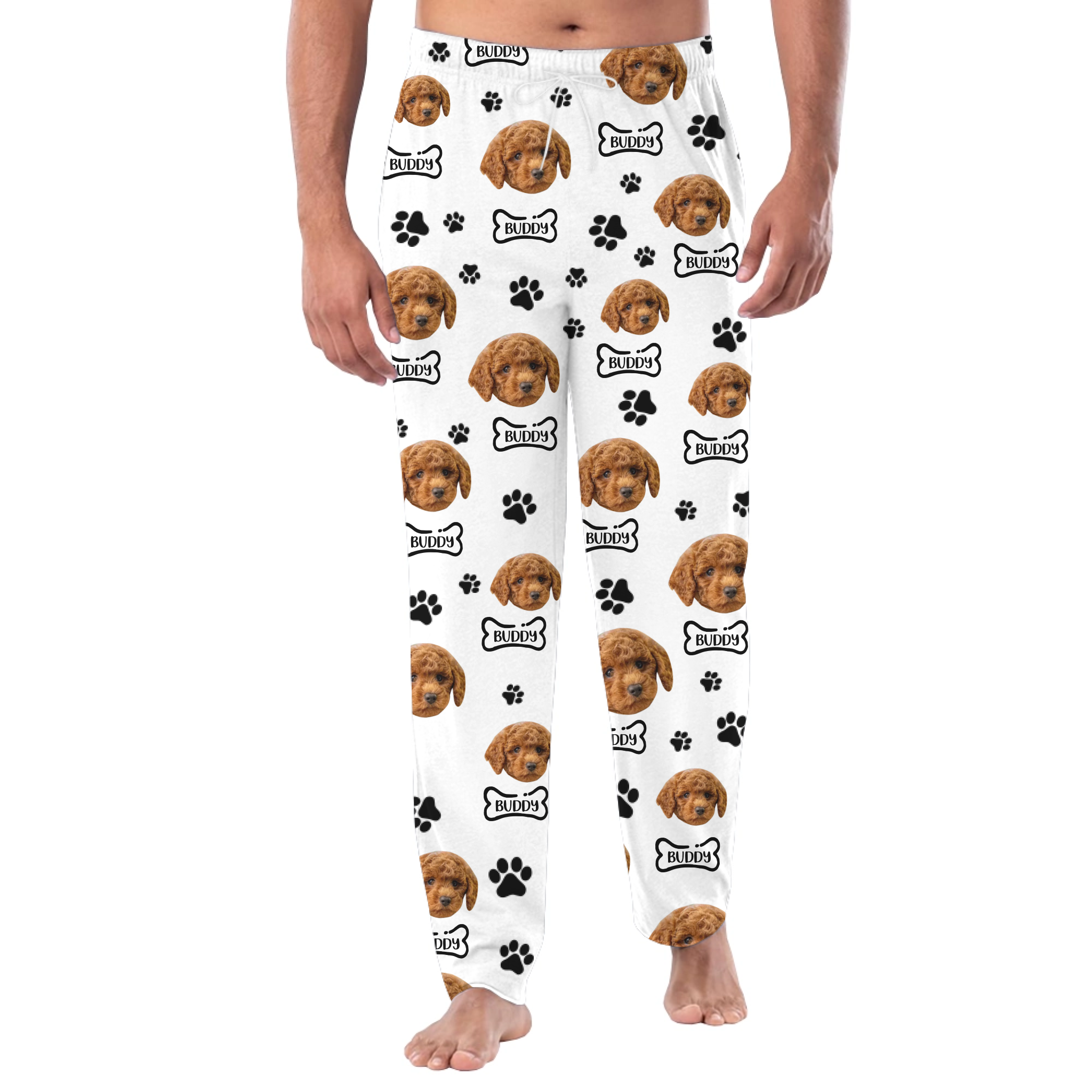 Custom Face and Name with Cute Dogs Matching Family Pajama Pants