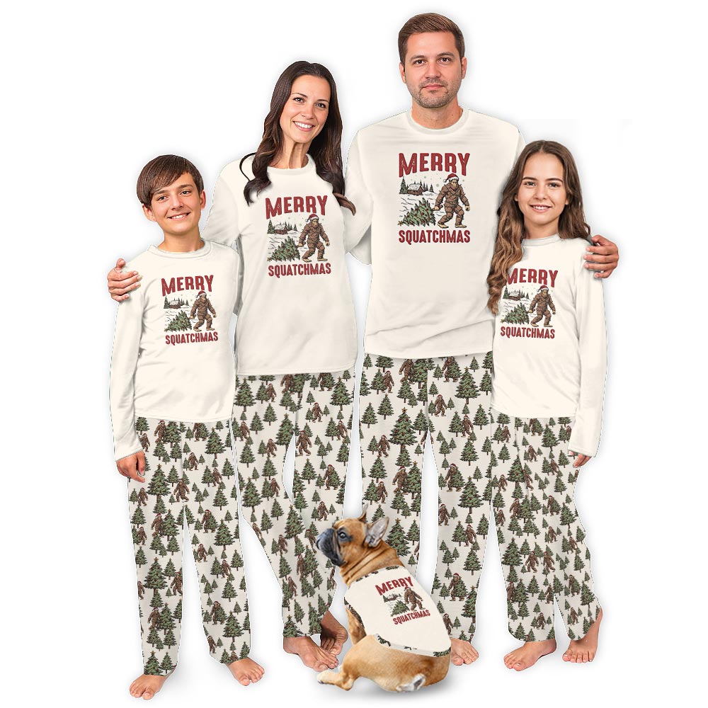 Merry Squatchmas Bigfoot Funny Matching Christmas Pajamas Merry Squatchmas Bigfoot Funny Matching Christmas Pajamas