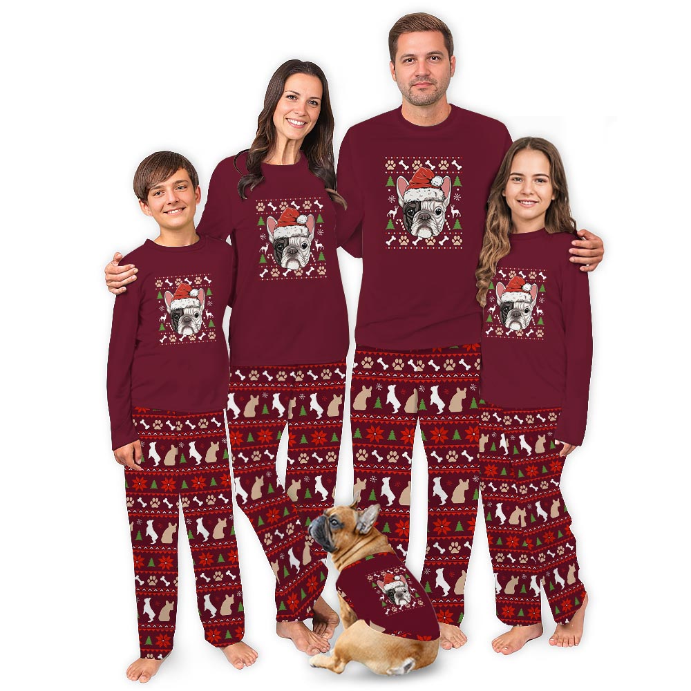 Soft French Bulldog with Ugly Pattern Family Christmas Pajamas