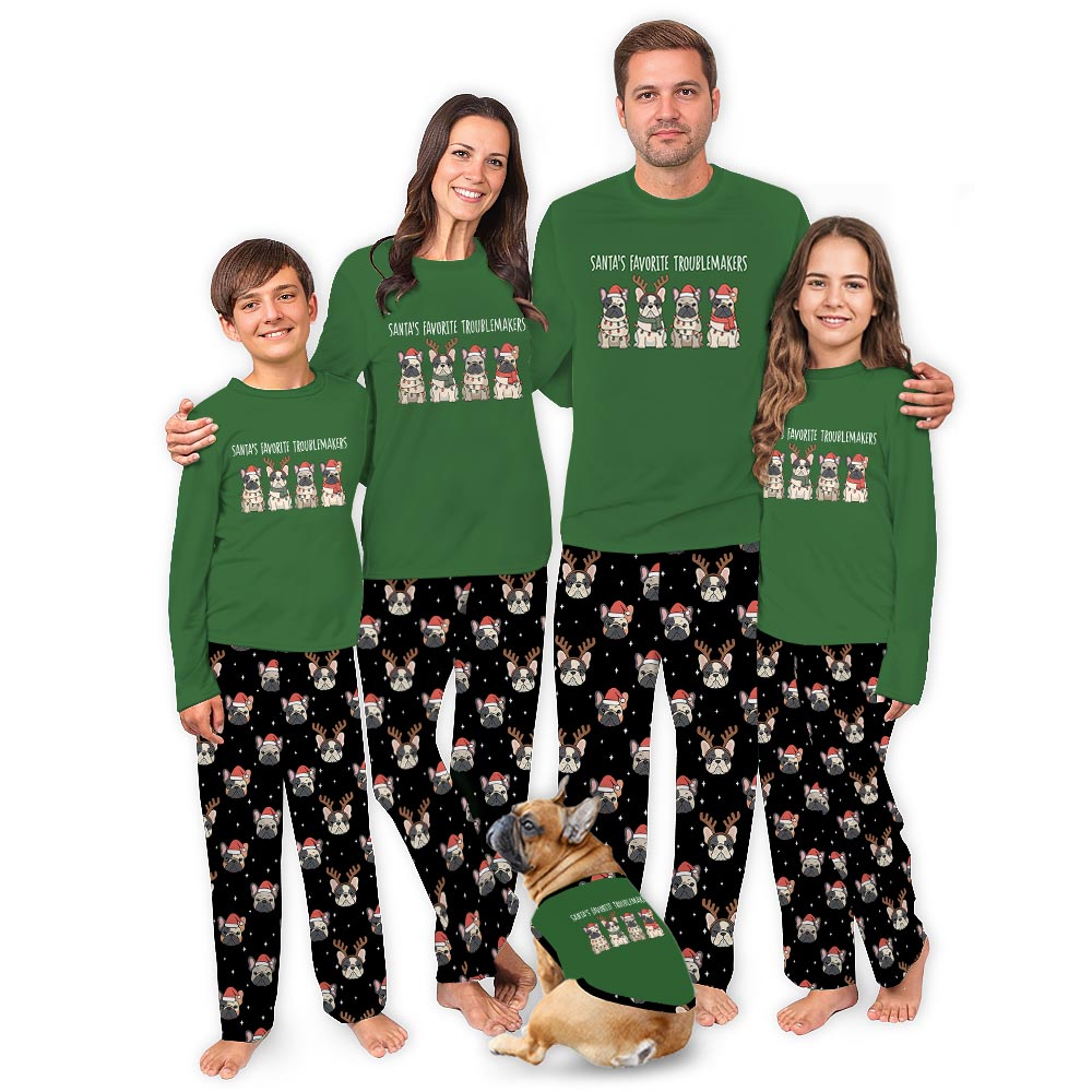 Fun Troublemakers French Bulldog Plus Size Matching Family Pajamas