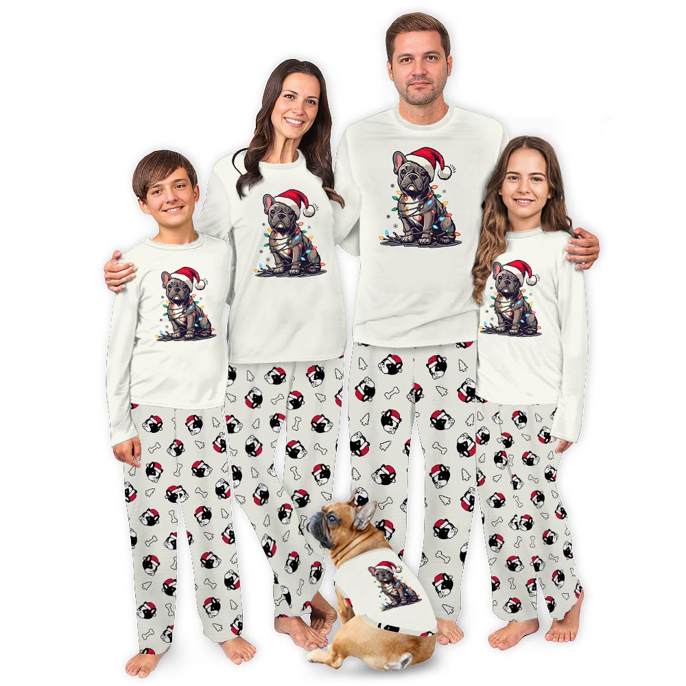 Cute French Bulldog Soft Matching Christmas Pajamas Cute French Bulldog Soft Matching Christmas Pajamas