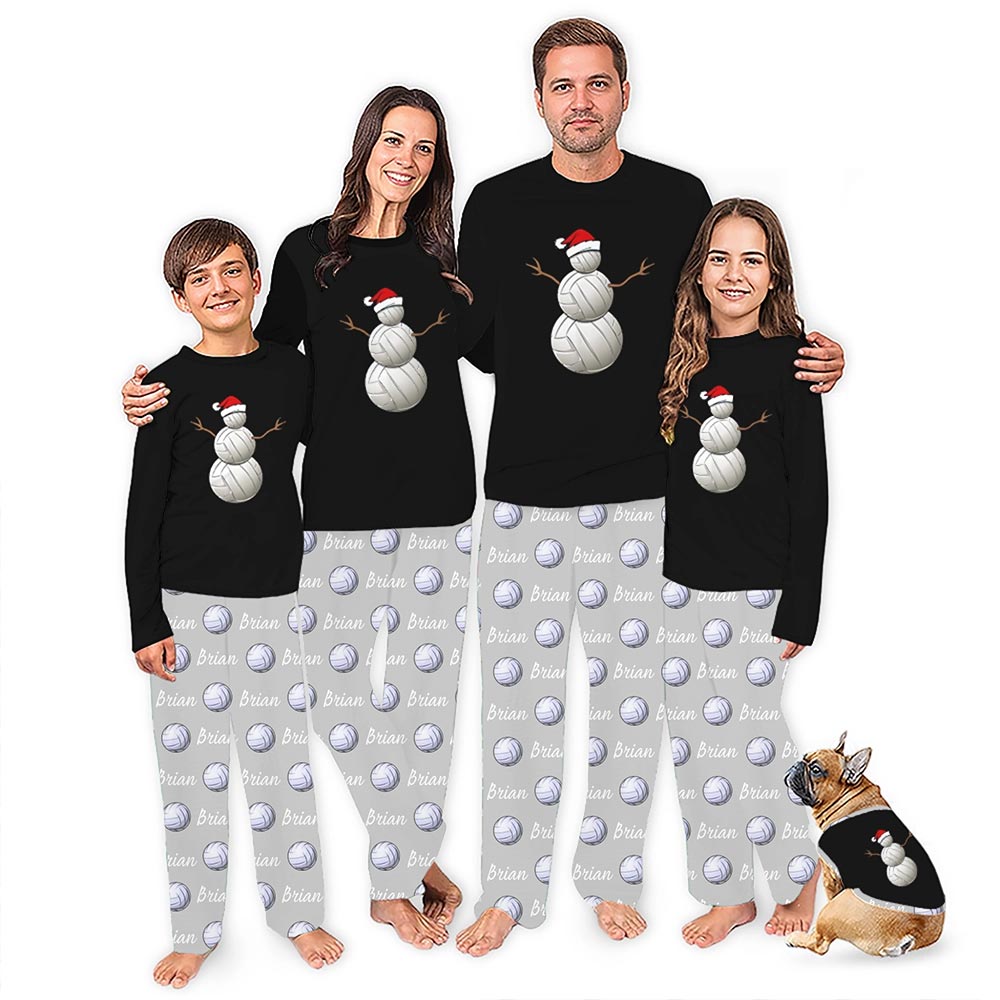 Funny Volleyball Snowman with Text Custom Christmas Pajamas Funny Volleyball Snowman with Text Custom Christmas Pajamas