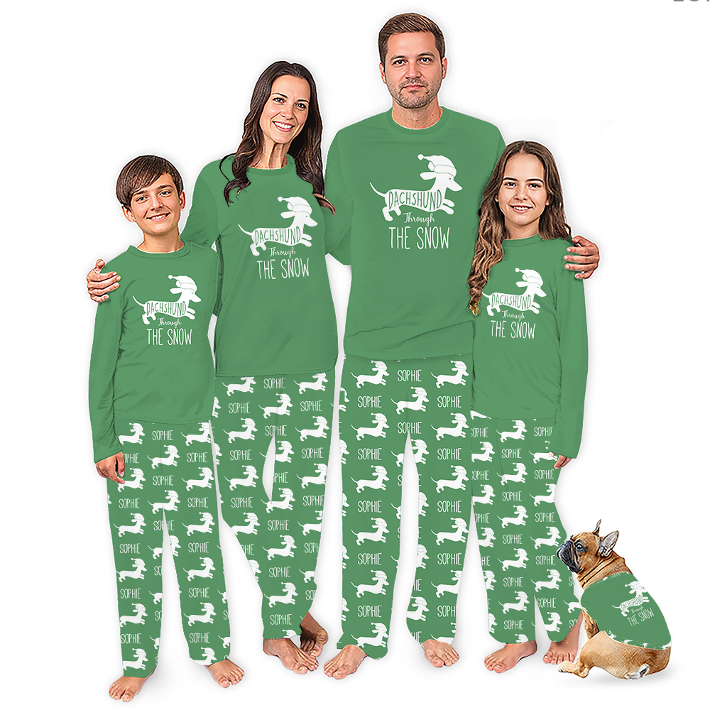 Name Personalized Dachshund Through The Snow Xmas Pjs Name Personalized Dachshund Through The Snow Xmas Pjs