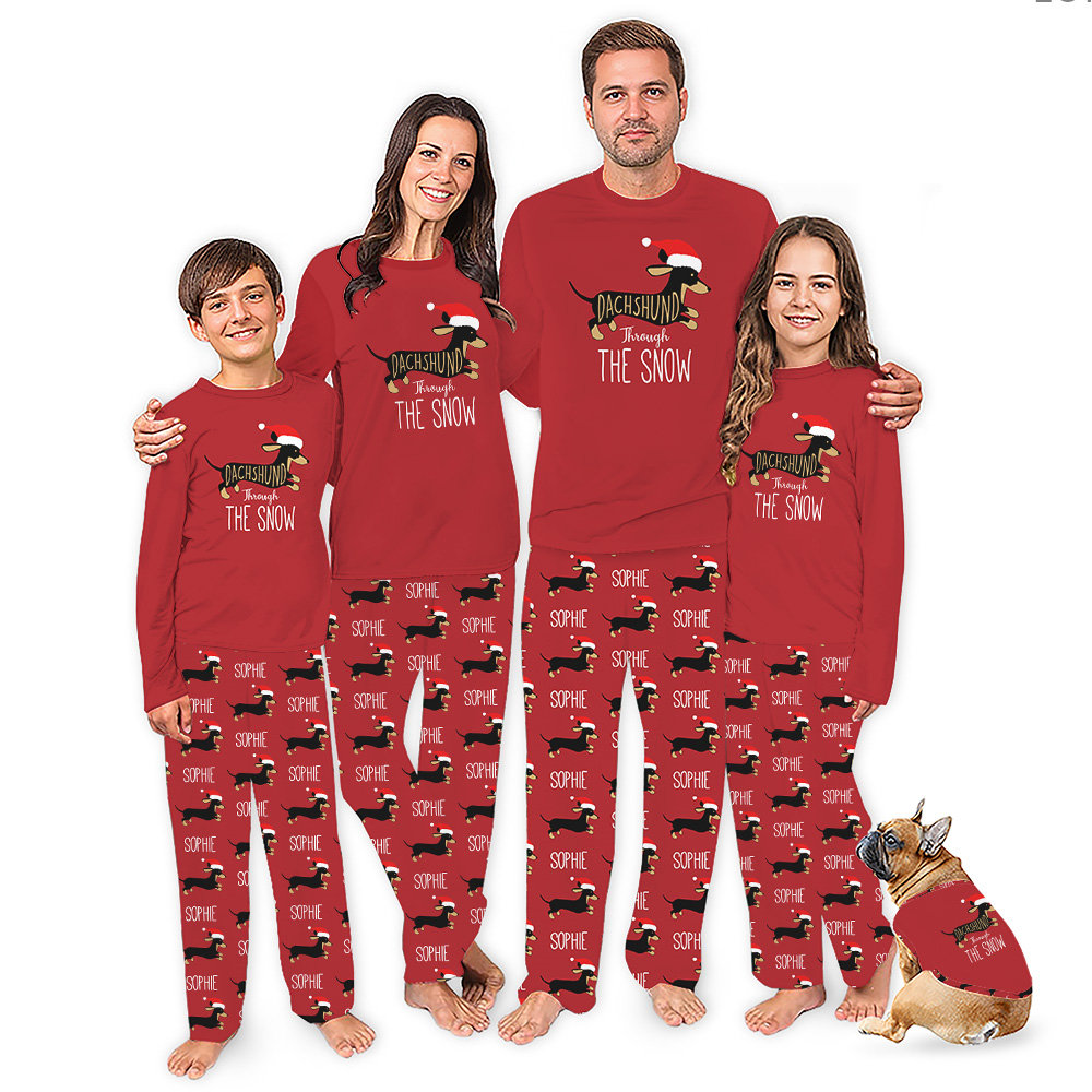 Custom Dachshund Christmas Pajamas With Name Live Preview Custom Dachshund Christmas Pajamas With Name Live Preview