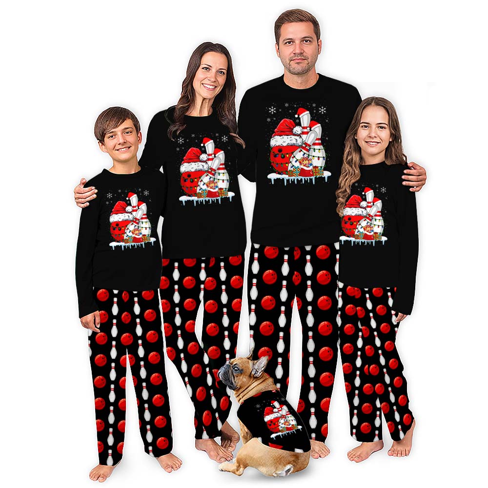 Plus Size Christmas Bowling Matching Family Pajamas With Pockets Plus Size Christmas Bowling Matching Family Pajamas With Pockets