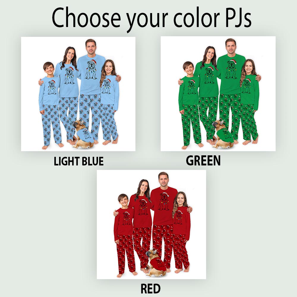 Cute English Bulldog Family Long Sleeve Christmas Pajamas