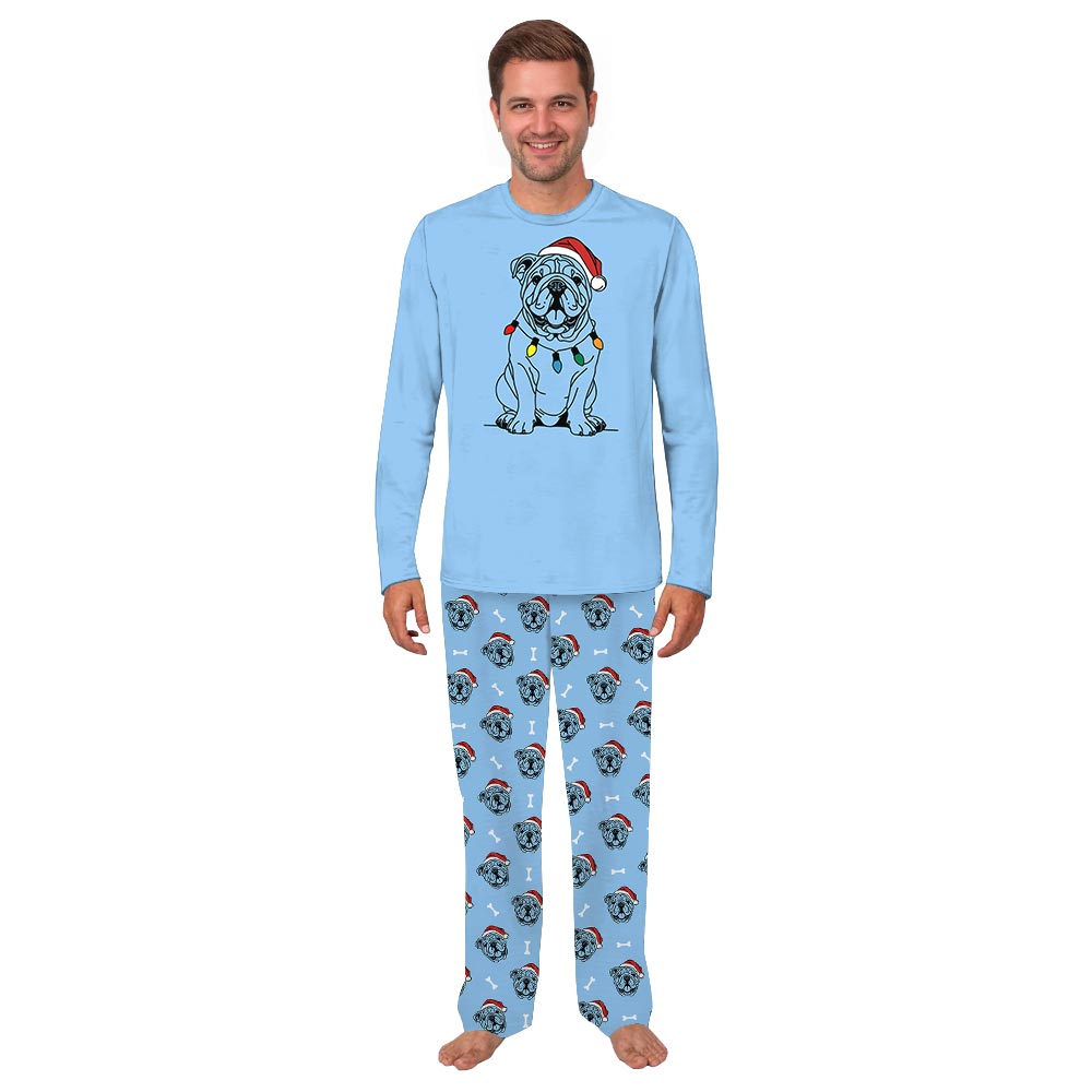 Cute English Bulldog Family Long Sleeve Christmas Pajamas