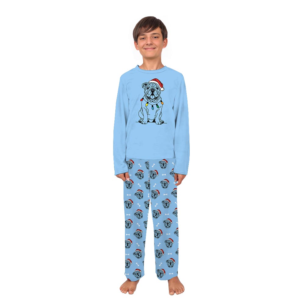 Cute English Bulldog Family Long Sleeve Christmas Pajamas