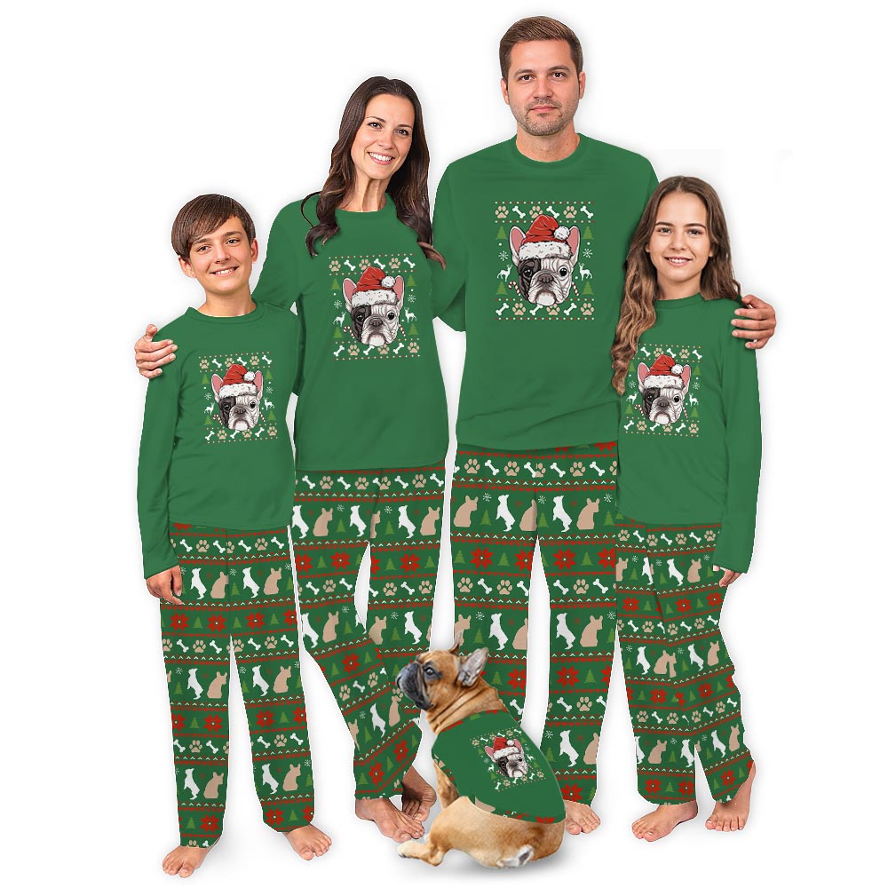 Soft French Bulldog with Ugly Pattern Family Christmas Pajamas