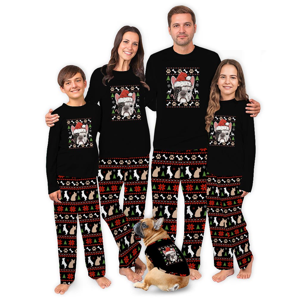 Soft French Bulldog with Ugly Pattern Family Christmas Pajamas