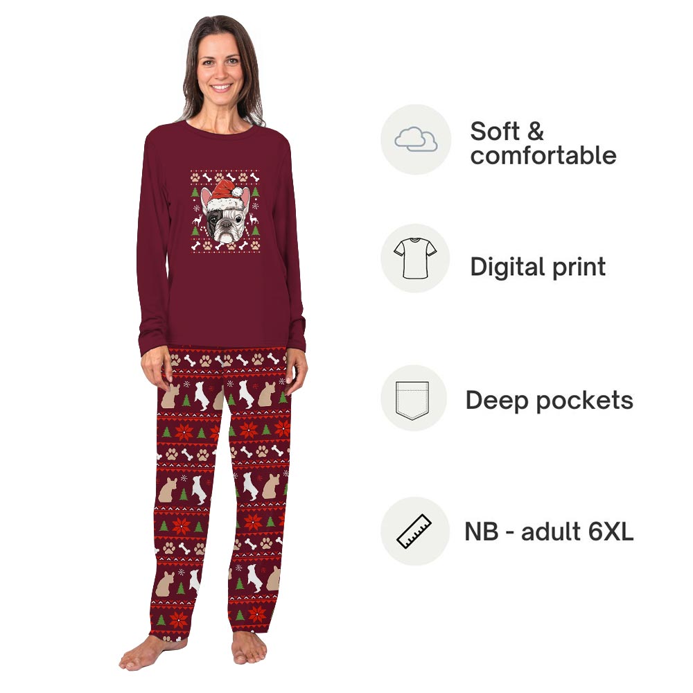 Soft French Bulldog with Ugly Pattern Family Christmas Pajamas